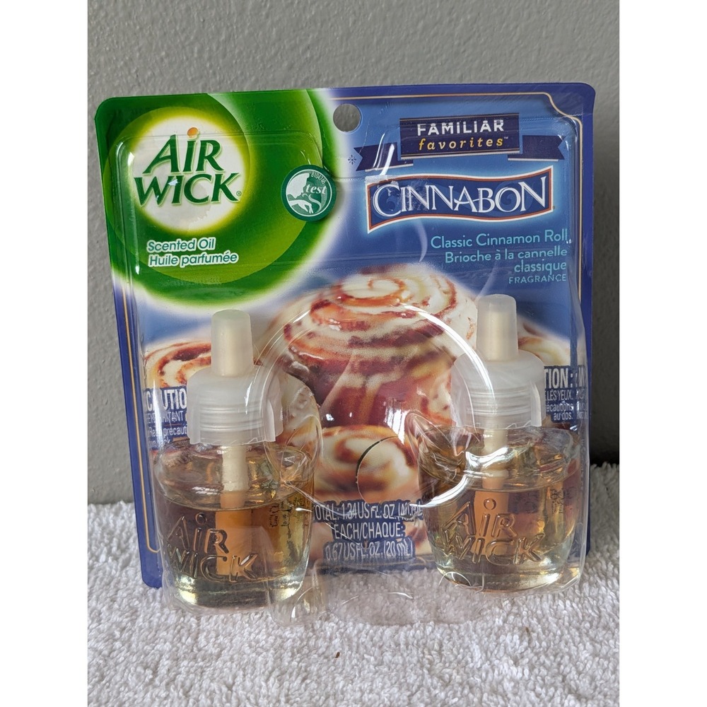 Air Wick CINNABON Cinnamon Bun Scented Oil Refill Twin Pack New Familiar Plug In